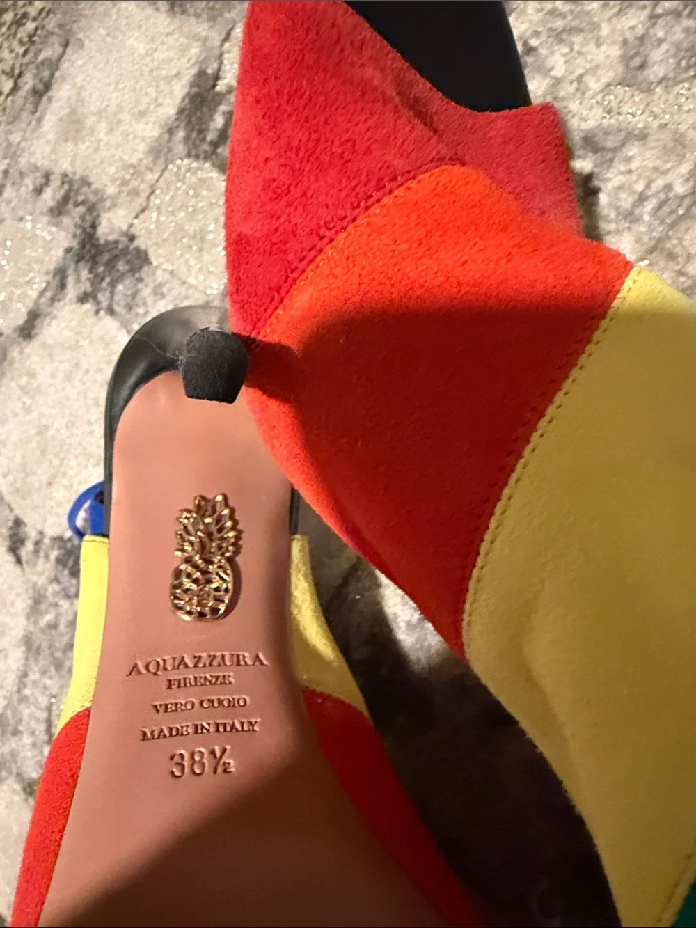 Aquazzura Rainbow Suede Open-Toe Heeled Sandals